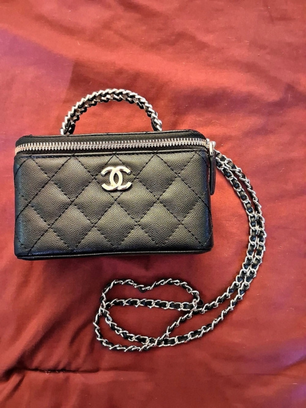 Chanel Pearl Crush Mini Vanity Case with Chain Black & Gold